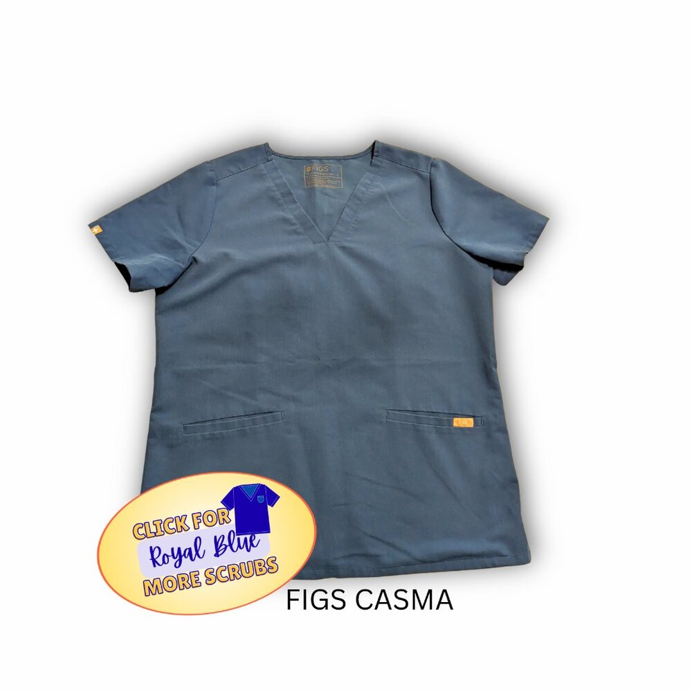 #3 FIGS Women’s Royal Blue Scrub Top | Modern Fit Medical Uniform, Casma Style - Picture 2 of 6